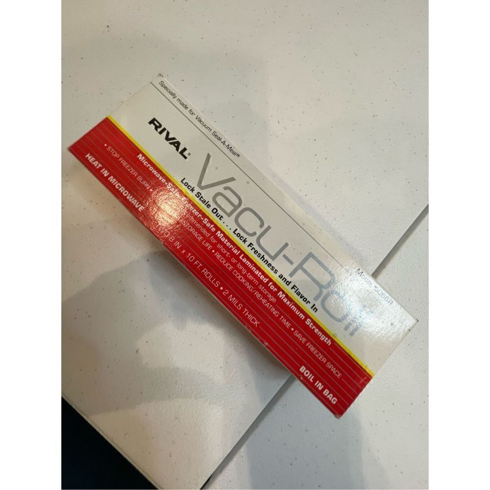 Rival Vacu-Roll model 50668 two 8 inch x 10 feet rolls. 2 miles thick